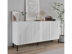 Aparador – 150 cm x 75 cm x 36 cm – Blanco – Tablero aglomerado revestido de melamina