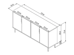 Aparador – 150 cm x 75 cm x 36 cm – Blanco – Melamina