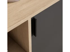 Aparador - A88cm x L90cm x P33cm roble claro puertas grafito - Dover
