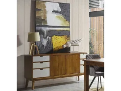 Aparador 6 cajones y 2 puertas de madera maciza de mindi Kretos 160 cm
