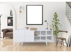 Aparador – 150cm x 42cm x 71cm – Blanco – Tablero de partículas con revestimiento de melamina