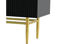 Aparador - DREAMMESPACE - 4 puertas - tirador y pie de metal dorado - 152x40x80cm - Negro
