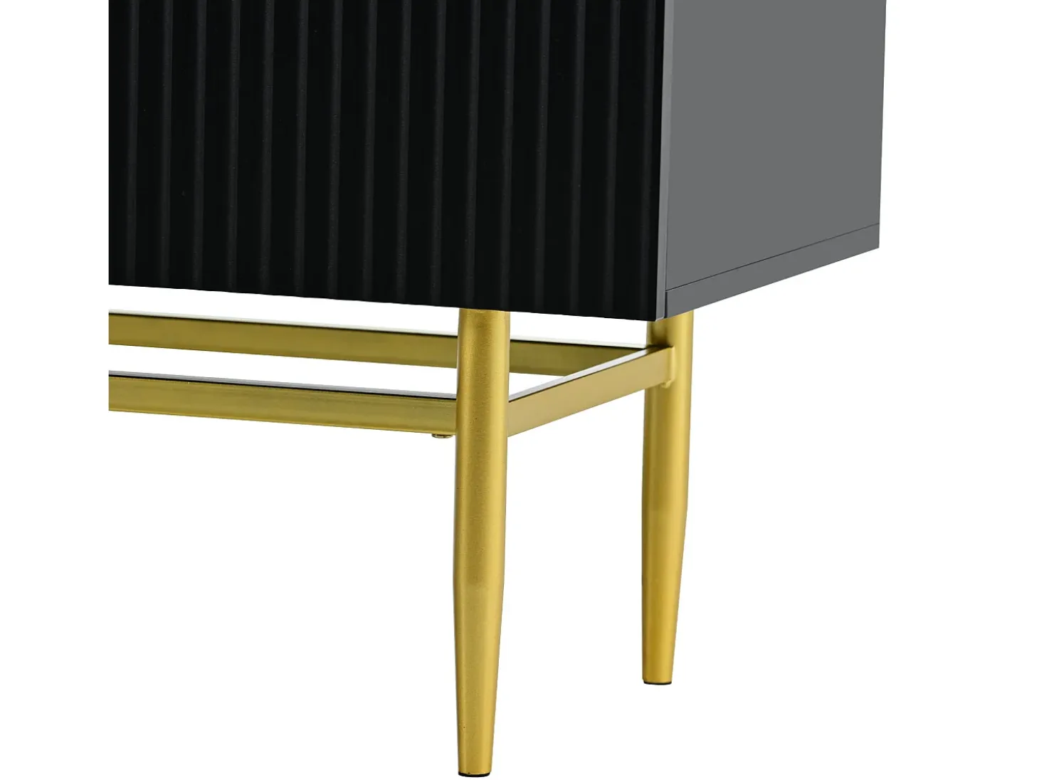 Aparador - DREAMMESPACE - 4 puertas - tirador y pie de metal dorado - 152x40x80cm - Negro