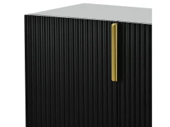 Aparador - DREAMMESPACE - 4 puertas - tirador y pie de metal dorado - 152x40x80cm - Negro
