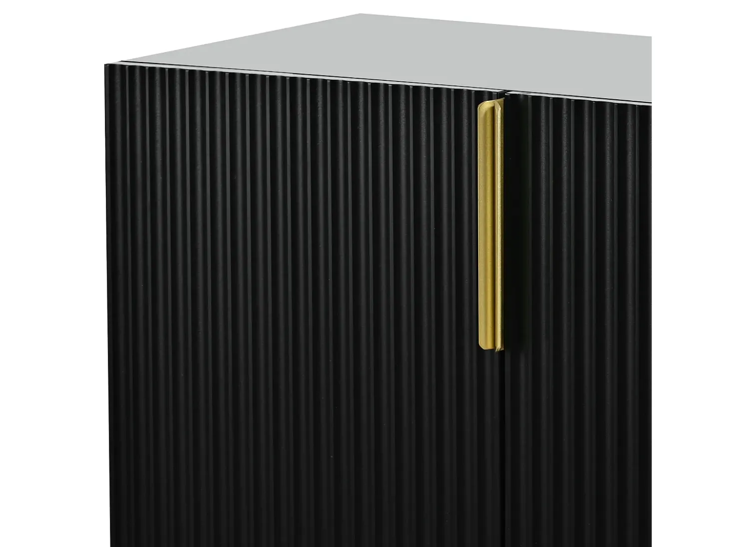 Aparador - DREAMMESPACE - 4 puertas - tirador y pie de metal dorado - 152x40x80cm - Negro