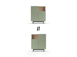Aparador 1 hueco - A110cm x L90cm x F34cm - roble y verde - Printed