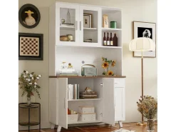 Aparador - Mueble de cocina con 5 puertas y cajón - Mueble alto moderno - Blanco