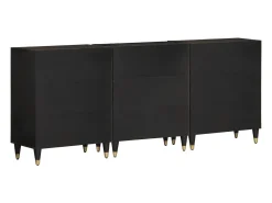Aparador 3 piezas madera maciza de mango 60x33x75 cm