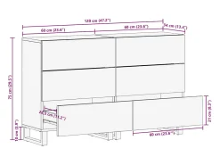 Aparador 2 piezas madera maciza acacia 60x34x75 cm
