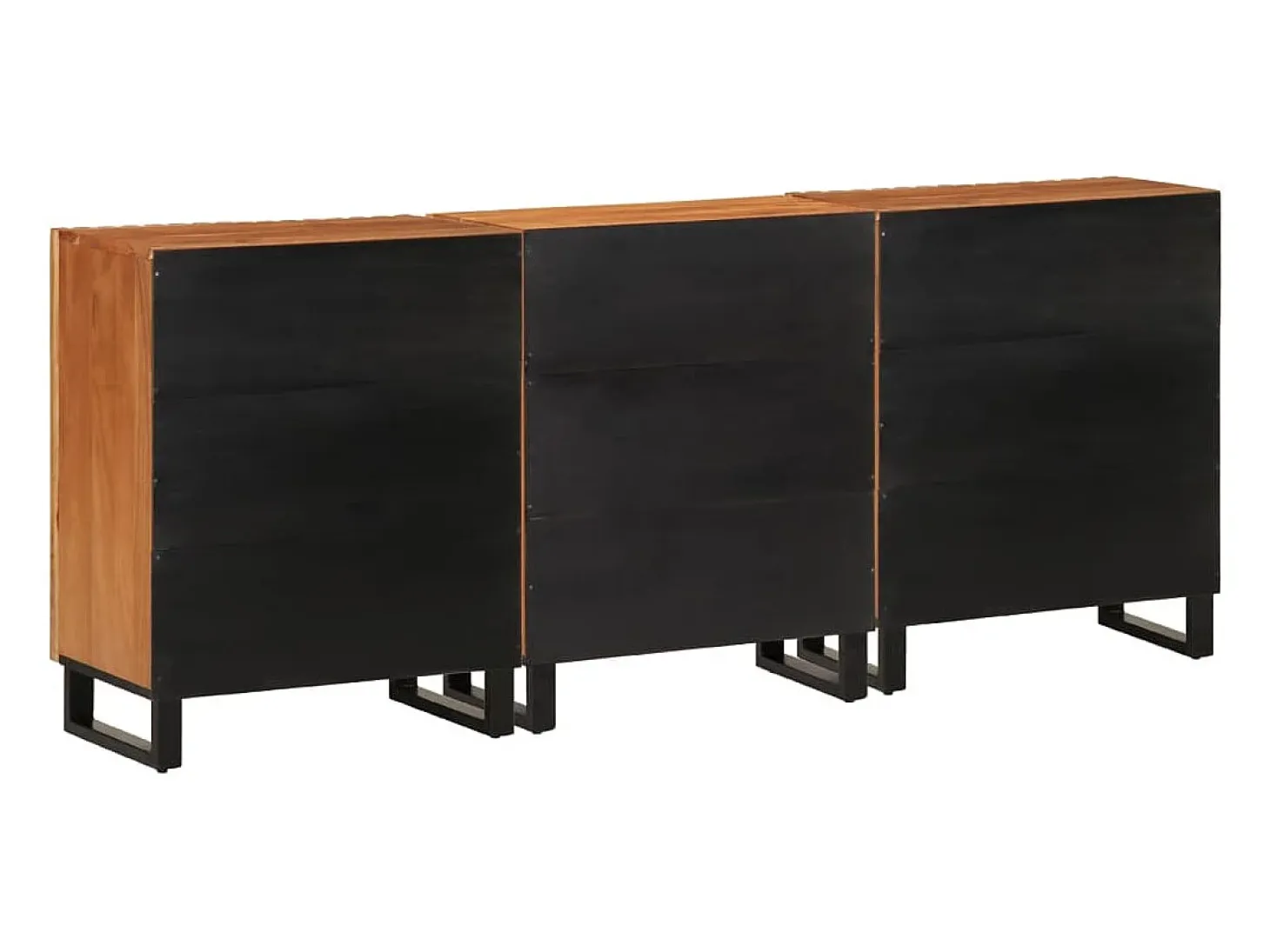 Aparador 3 piezas madera maciza acacia 60x34x75 cm