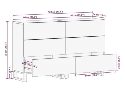 Aparador 2 piezas madera maciza de mango 60x34x75 cm