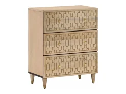 Aparador 2 piezas madera maciza de mango 60x33x75 cm