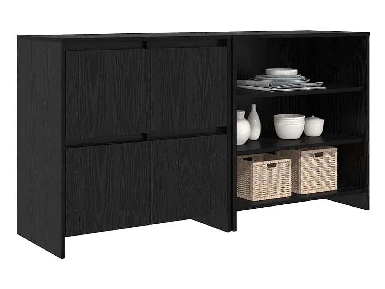 Aparador 2 piezas Roble negro 70 x 41 x 75 cm Madera de ingeniería