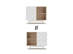 Aparador 1 puerta - A78cm x L90cm x F34cm - roble y blanco - Printed Sérig
