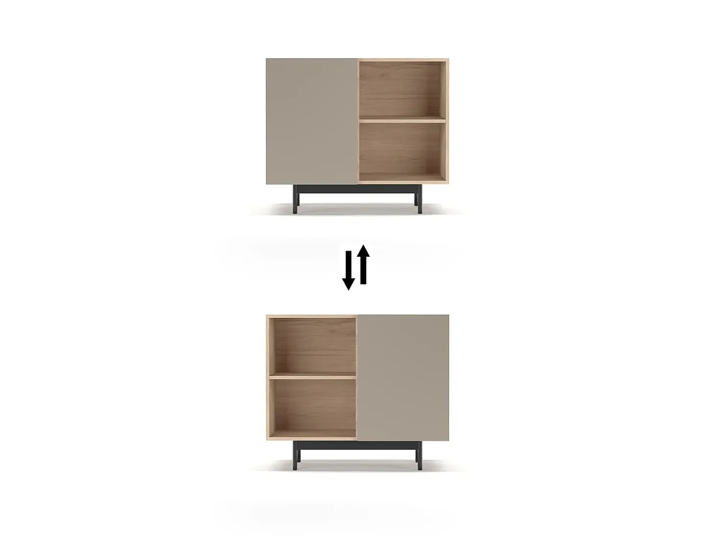 Aparador 1 puerta - A78cm x L90cm x F34cm - roble y arena - Printed