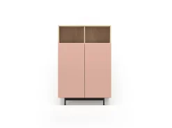 Aparador 2 puertas - A140cm x L90cm x F34cm - roble y rosa - Printed