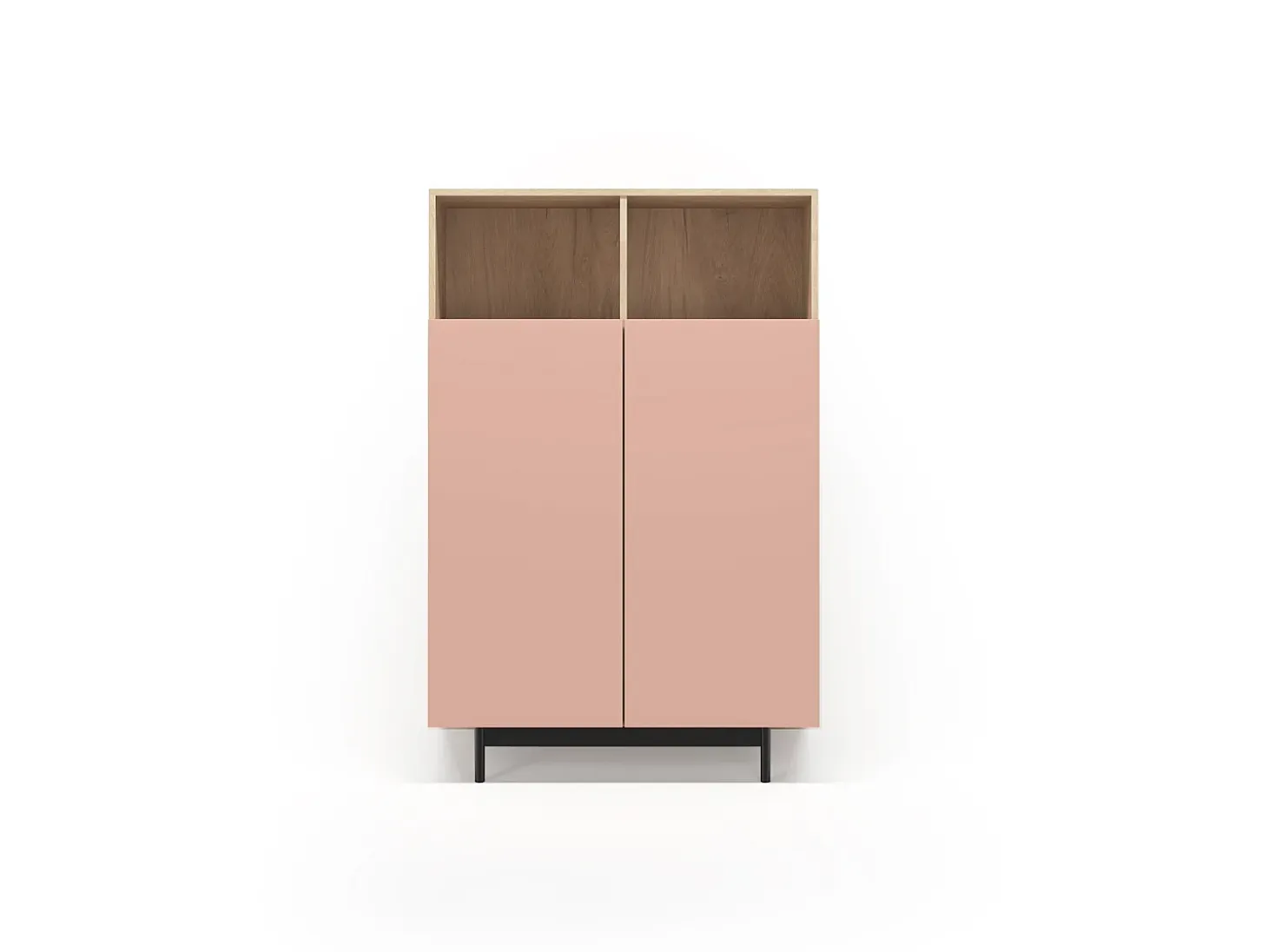 Aparador 2 puertas - A140cm x L90cm x F34cm - roble y rosa - Printed