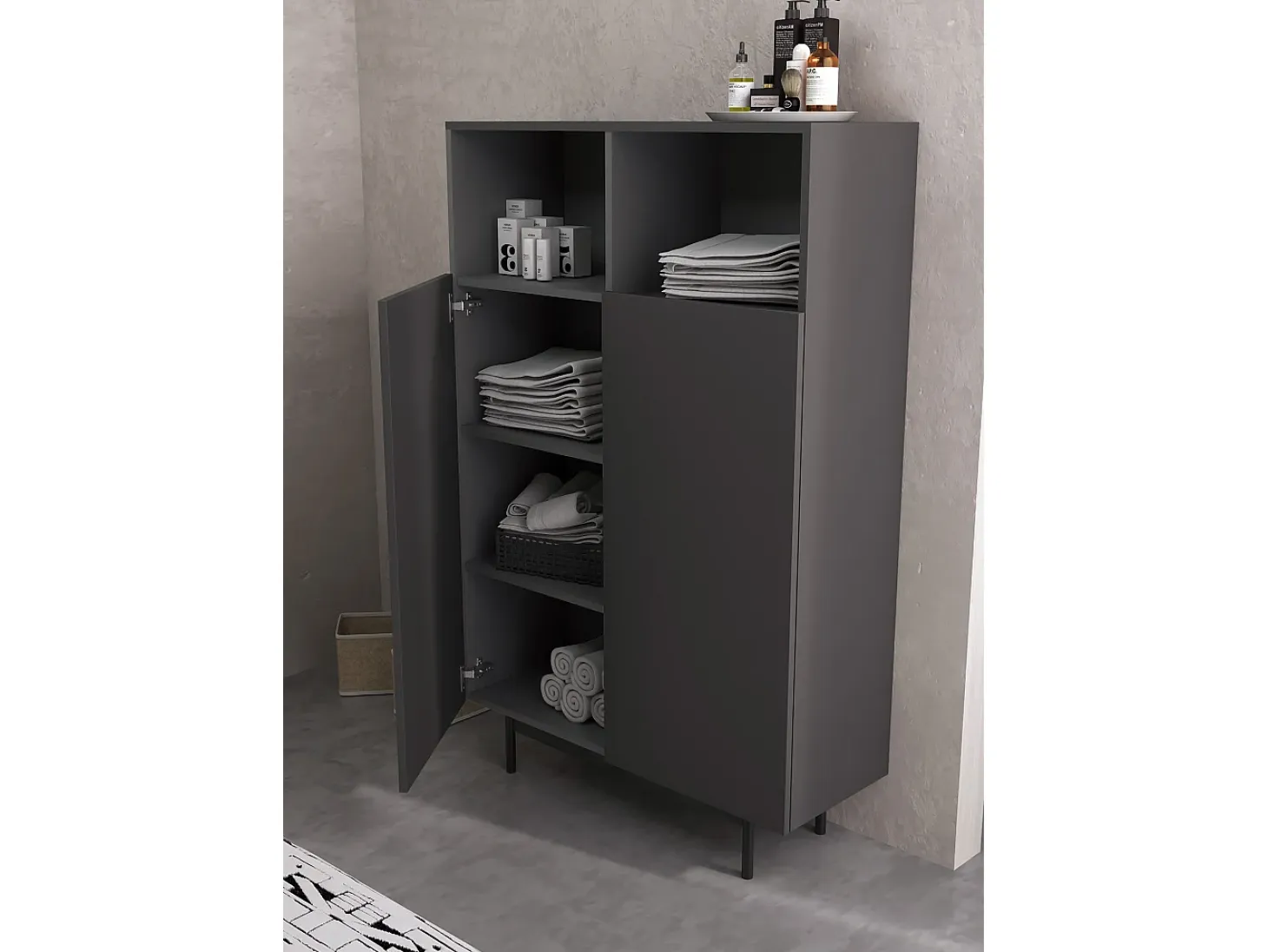 Aparador 2 puertas - A140cm x L90cm x F34cm - grafito - Printed