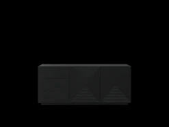 Aparador 2 puertas 3 cajones negro en madera laminada 167x43 cm