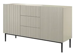 Aparador 2 puertas 3 cajones centrales cashmere con pie de metal negro 150x45 cm