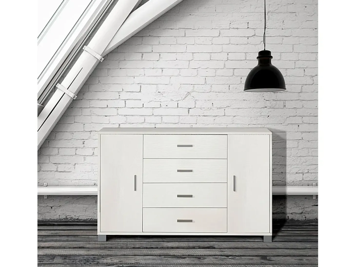Aparador 2 puertas 4 cajones Mueble TV buffet salón Talia - Gris