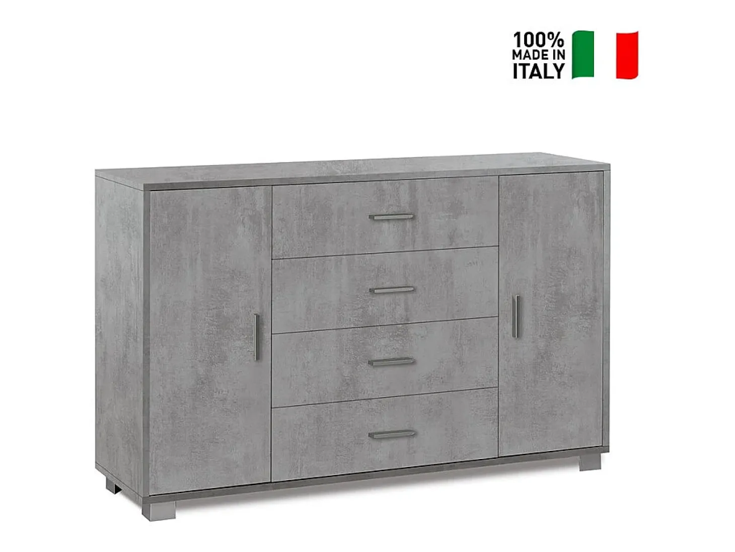 Aparador 2 puertas 4 cajones Mueble TV buffet salón Talia - Gris