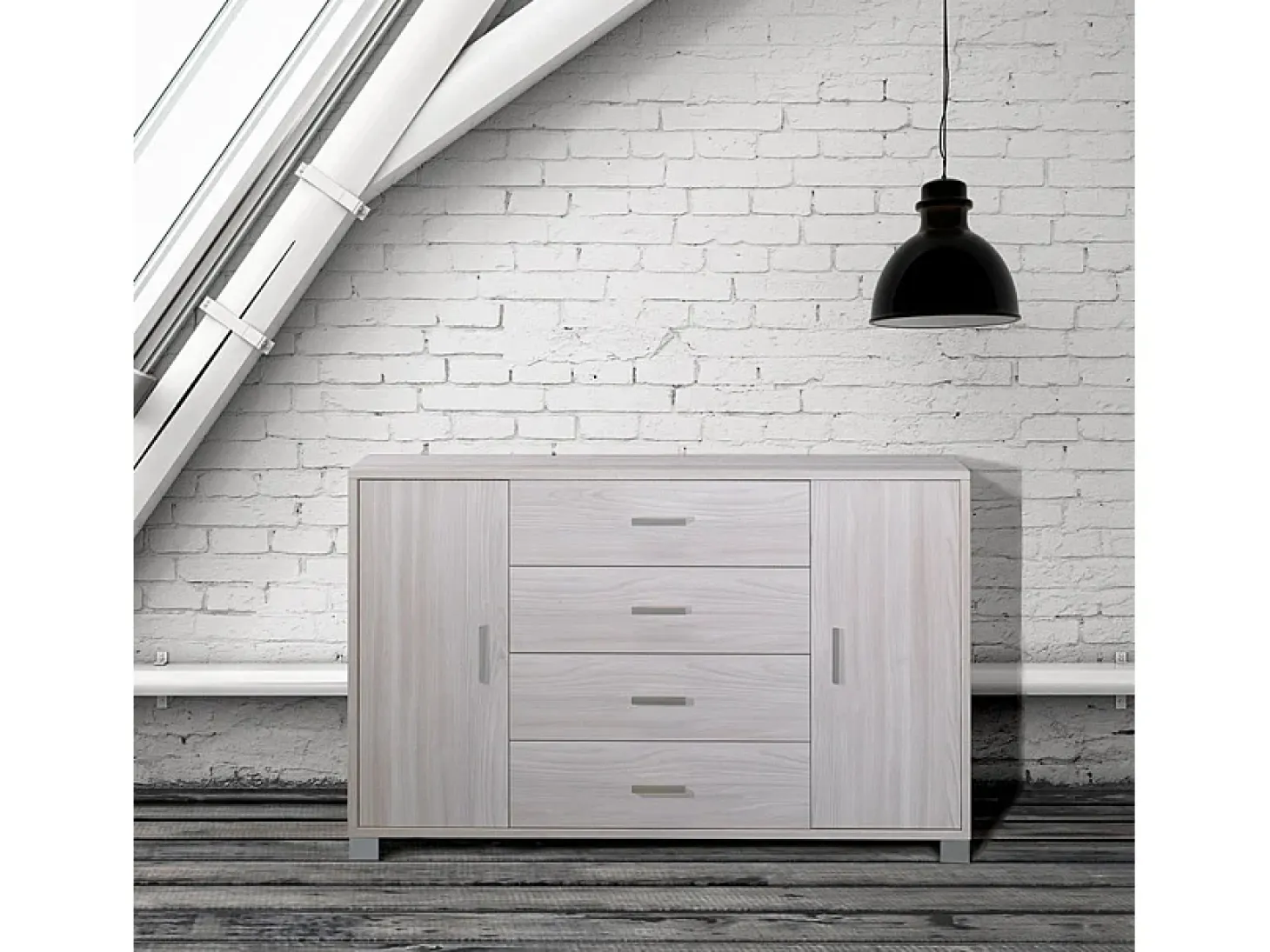 Aparador 2 puertas 4 cajones Mueble TV buffet salón Talia - Gris