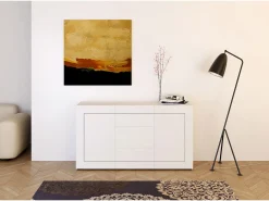 Aparador 2 puertas/3 cajones 150x40x83,5 cm Elios blanco brillante