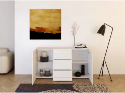 Aparador 2 puertas/3 cajones 150x40x83,5 cm Elios blanco brillante