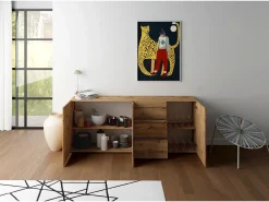 Aparador 3 puertas/3 cajones 200x40x83,5 cm Elios roble natural