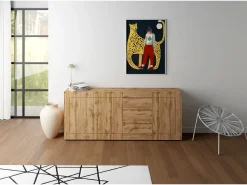 Aparador 3 puertas/3 cajones 200x40x83,5 cm Elios roble natural