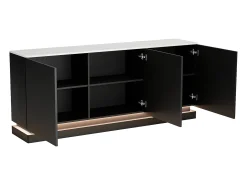 Aparador 3 puertas con LEDs de MDF - Negro y efecto mármol blanco - DEVIKA de Pascal MORABITO