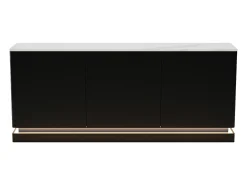 Aparador 3 puertas con LEDs de MDF - Negro y efecto mármol blanco - DEVIKA de Pascal MORABITO
