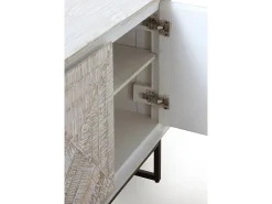 Aparador 3 puertas de madera de mango maciza en color blanco patinado