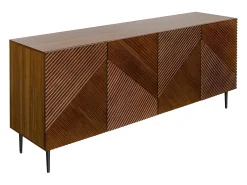 Aparador 4 puertas de madera oscura de roble macizo y metal negro 180 cm ARCHIPEL