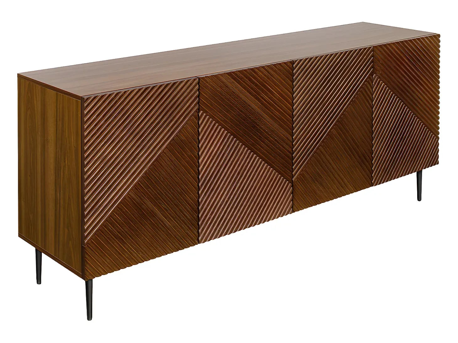 Aparador 4 puertas de madera oscura de roble macizo y metal negro 180 cm ARCHIPEL