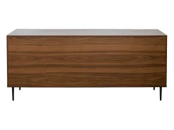 Aparador 4 puertas de madera oscura de roble macizo y metal negro 180 cm ARCHIPEL