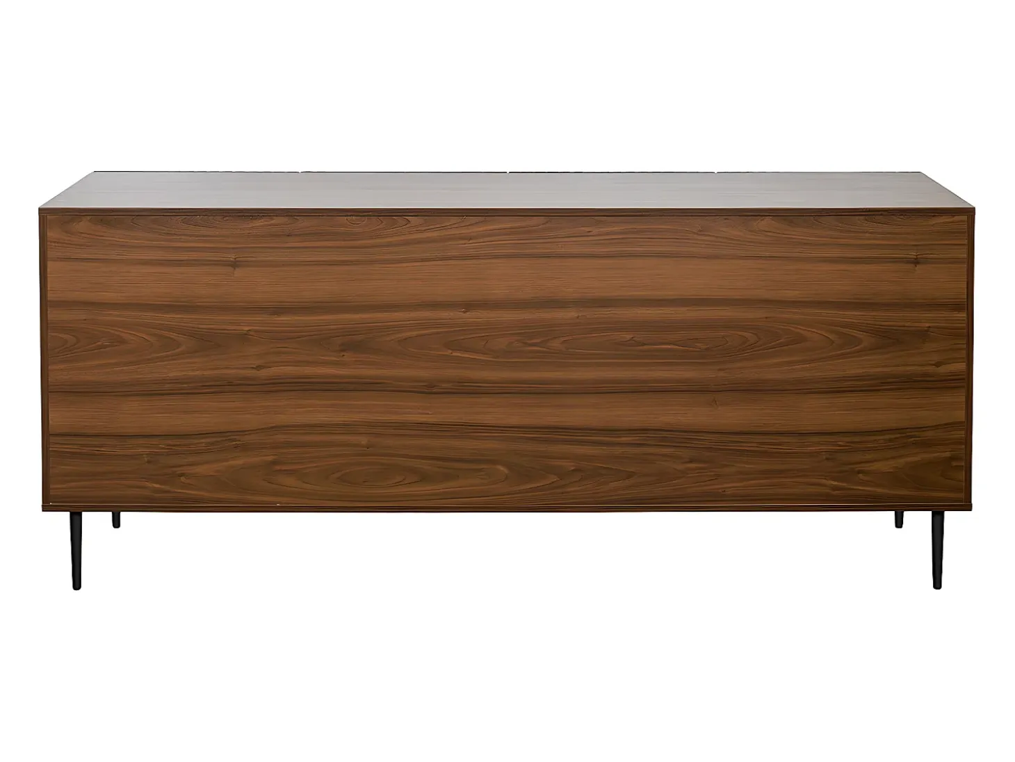 Aparador 4 puertas de madera oscura de roble macizo y metal negro 180 cm ARCHIPEL