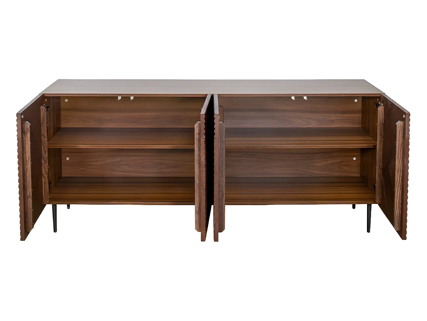Aparador 4 puertas de madera oscura de roble macizo y metal negro 180 cm ARCHIPEL