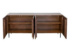 Aparador 4 puertas de madera oscura de roble macizo y metal negro 180 cm ARCHIPEL