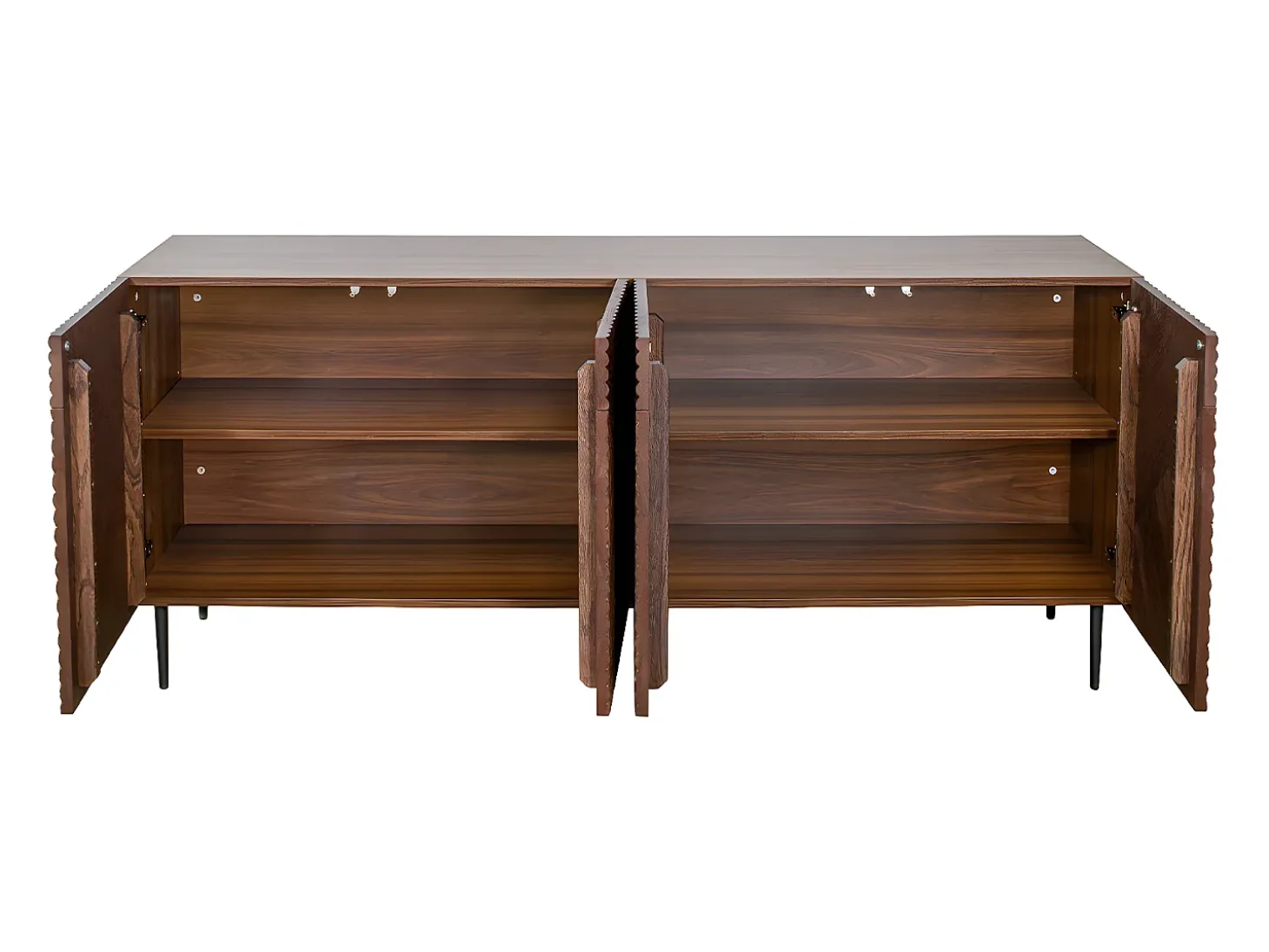 Aparador 4 puertas de madera oscura de roble macizo y metal negro 180 cm ARCHIPEL