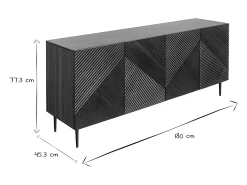 Aparador 4 puertas de madera oscura de roble macizo y metal negro 180 cm ARCHIPEL