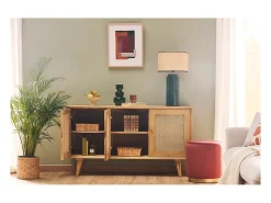 Aparador 3 puertas de madera de mango y ratán 145 cm LAKA