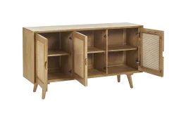 Aparador 3 puertas de madera de mango y ratán 145 cm LAKA