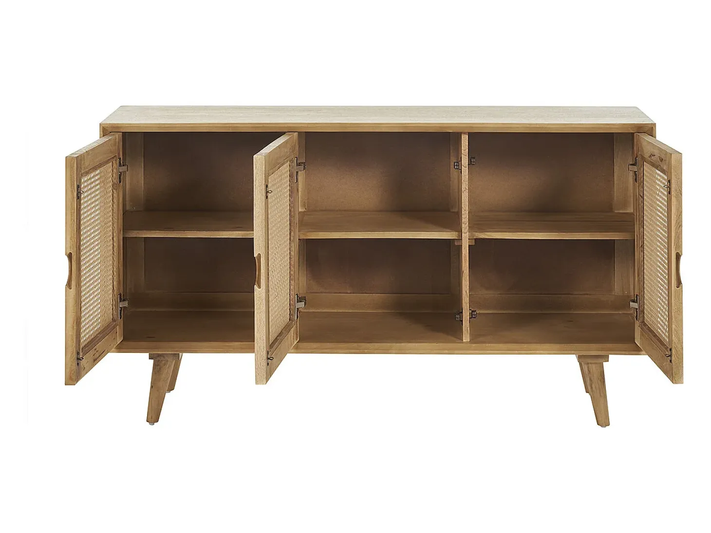 Aparador 3 puertas de madera de mango y ratán 145 cm LAKA