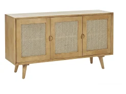 Aparador 3 puertas de madera de mango y ratán 145 cm LAKA