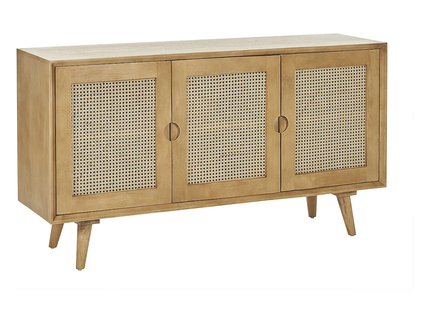 Aparador 3 puertas de madera de mango y ratán 145 cm LAKA
