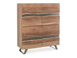 Aparador 4 puertas madera de acacia y patas acero gris Denia 145 cm