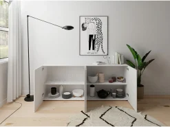 Aparador 4 puertas 200x40x83,5 cm Elios blanco brillante