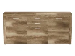 Aparador 2 Puertas y 3 Cajones, Buffet para Salón, Armario Auxiliar, Acabado en Color Cañon, Medidas: 166,8 cm (Ancho) x 77 cm (Alto) x 41 cm (Fondo)